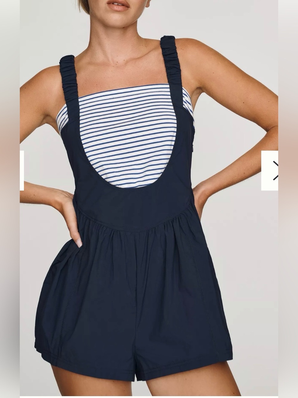 Anthropologie Navy Striped-Panel Romper